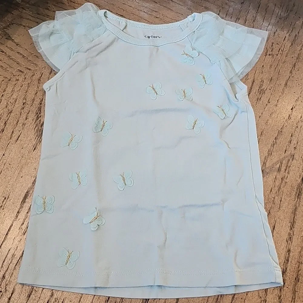 Light Blue Kids Top with Butterfly Design 3T
